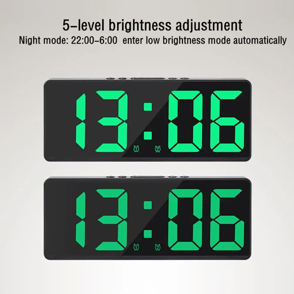 Digital Alarm Clock Voice Control Teperature Snooze Night Mode