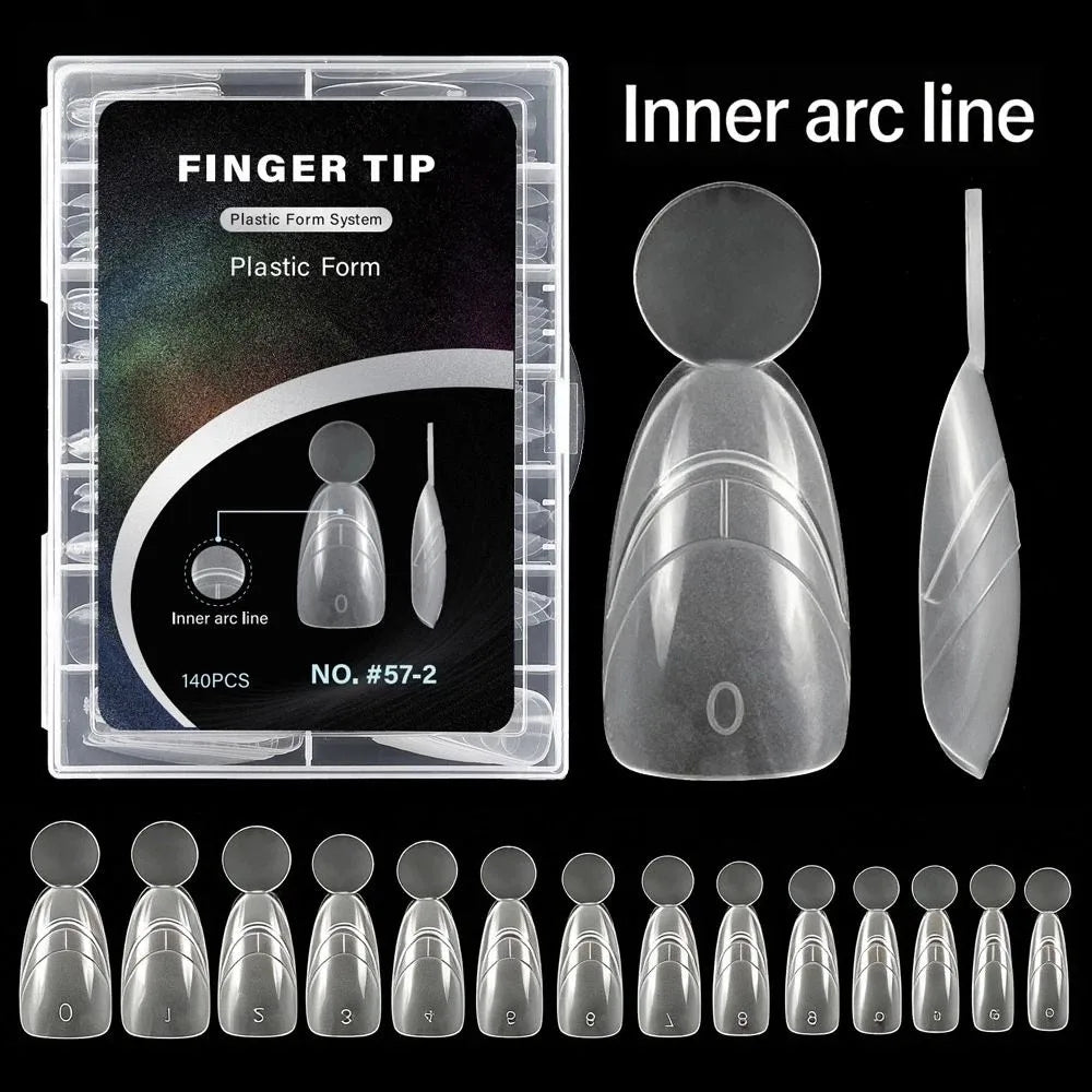 140PCS Matte Surface French Nail Dual Forms with Inner French Line Quick Extension Full Cover Dual Nail Molds 14 Sizes Reusable Zpaxo