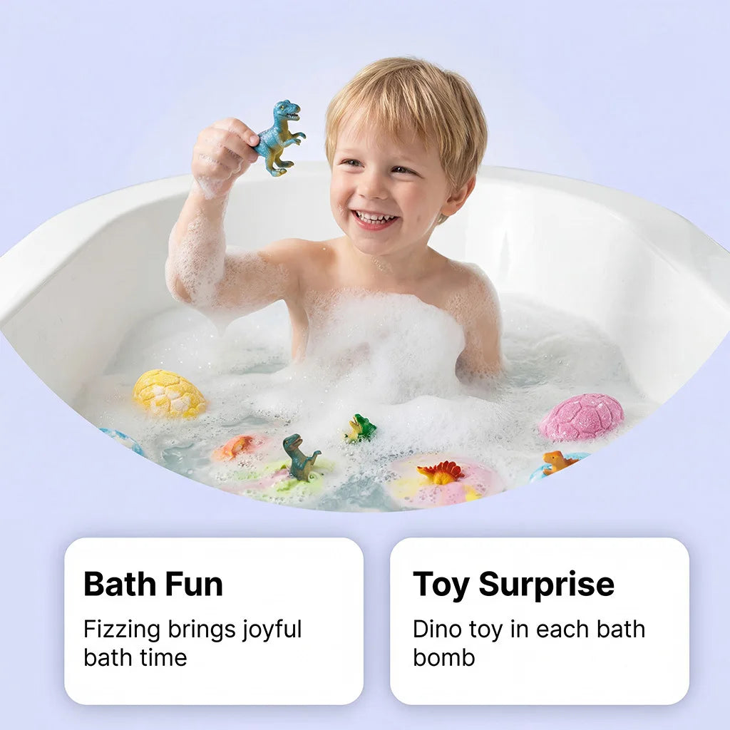 Dinosaur Egg Bath Bombs with Surprise Toys – 6-Pack Kids Gift Kids Bath Bombs Zpaxo