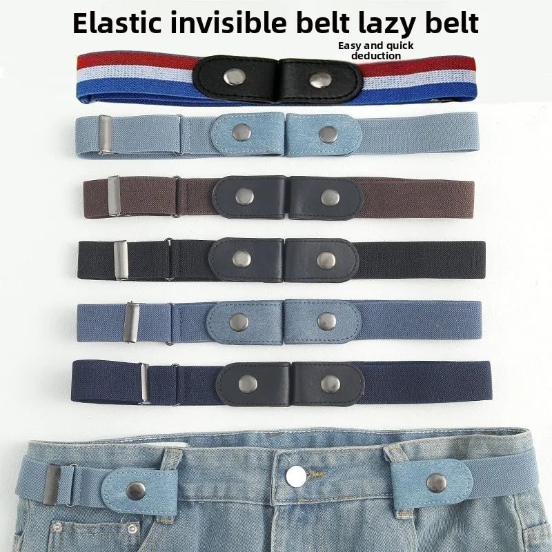Unisex Invisible Elastic Belt Adjustable Buckle Stretch No-show Jeans