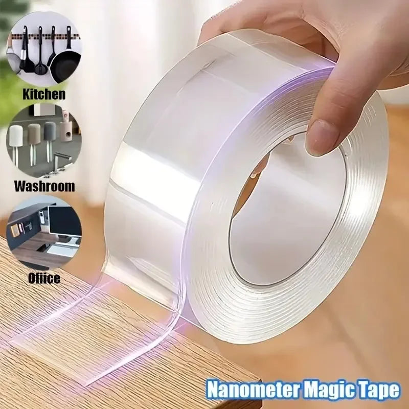 1/2/3/5M Nano Tape Tracsless Double Sided Tape Transparent No Trace Reusable Waterproof Adhesive Tape Cleanable Home Zpaxo
