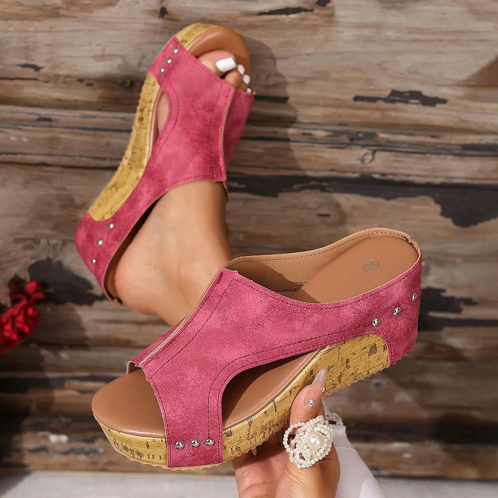 2025 Sandals Clogs Heel Beach Shoes Increasing Height Thick Girls