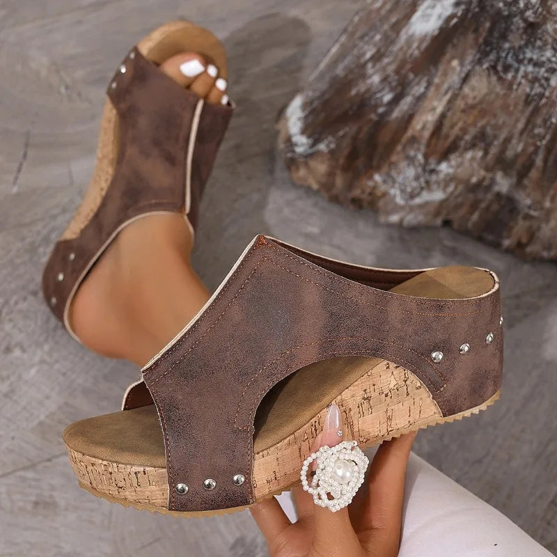 Women Wedges Sandals Summer Platform Sandals Rubber Sole Designer Shoes Women Peep Toe Elegant Slippers 2026 New Slides Women Zpaxo