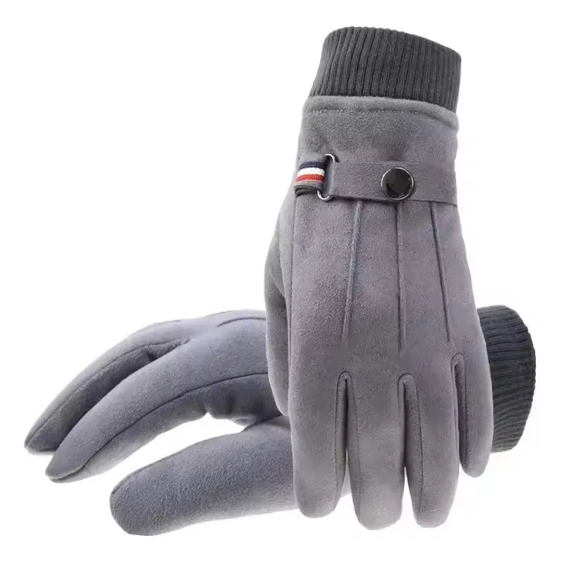 Winter Warm Suede Outdoor Military Finger Gloves Thickened Driving Buckle Ski Male Touch-Screen Mittens Women And Men Zpaxo