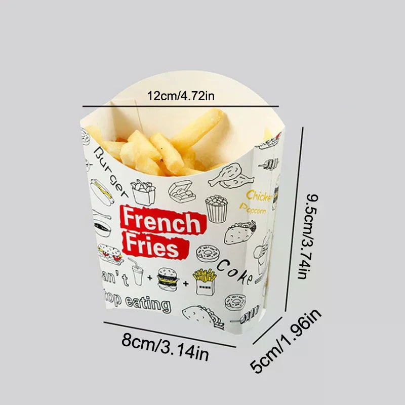 50/100Pcs Disposable French Fries Box Food Fried Chicken Packaging Box Party Supplies Food For Kids Birthday Tray Zpaxo