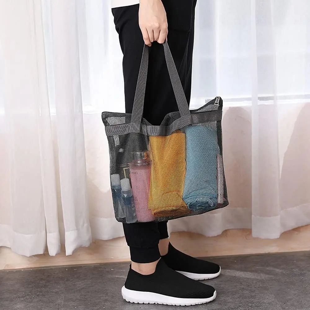 Mesh Shower Caddy Bag with Zipper – Quick-Dry Gym & Beach Bag