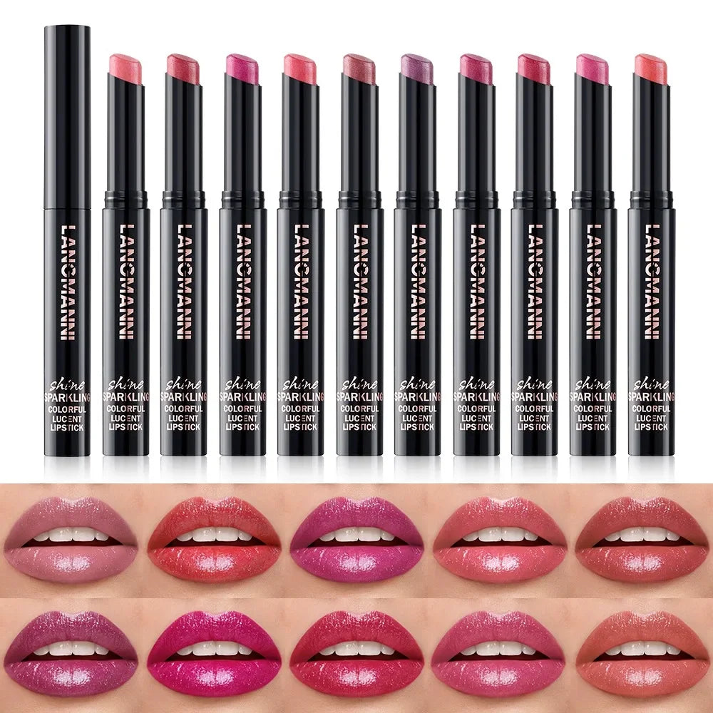 10Color Diamond Glitter Velvet Lipstick Long Lasting Moisturizing