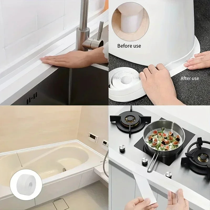 PVC Waterproof Sealing Tape Bathroom Toilet Caulk Tapes Kitchen Sink Countertop Mildew Fouling Proof Sealer Self Adhesive Strip Zpaxo