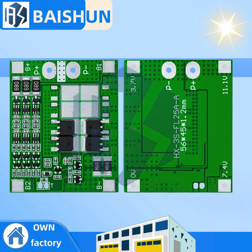 3S 25A 18650 BMS PCM Board 3 Cell Li Ion Lipo Lithium Battery Zpaxo Default Title