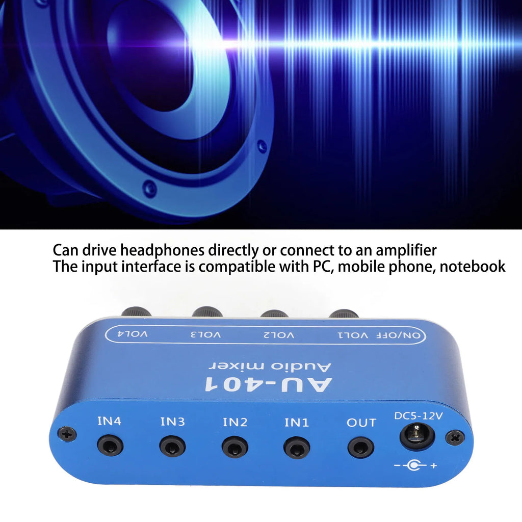 Mini Stereo Mixer 1 Out Volume Adjustment Sound Selector Amplifier
