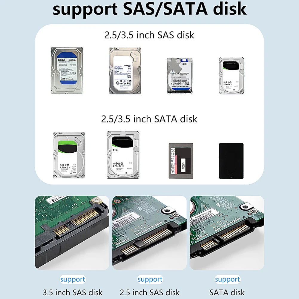 Hard Drive Dock SAS USB 3 0 Adapter 5Gbps SATA Enclosure Support Up