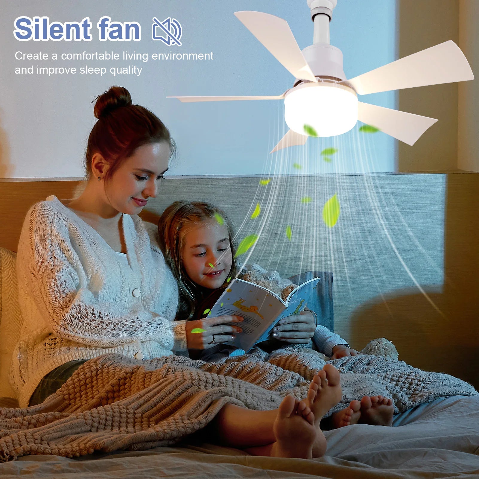 2-in-1 Socket Fan Light Remote 40 Small Ceiling W LED E27 Cordless