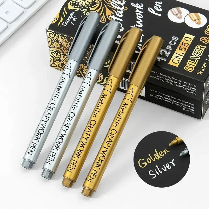 Metallic Marker Pens – Gold & Silver Art Markers for Crafts
