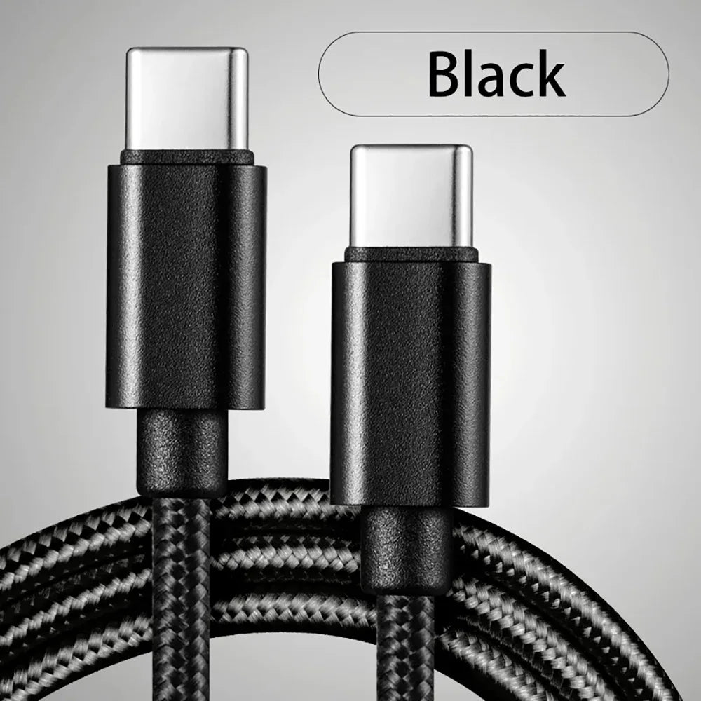 5A Fast Charging USB-C to C Nylon Cable 1m/2m/3m | 100W PD USB-C Charging Cable Zpaxo Black 1m
