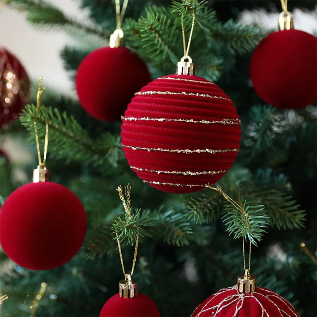36-Pack Burgundy Velvet Christmas Ball Ornaments | Tree Baubles