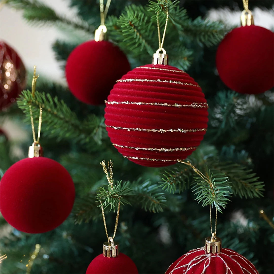 36-Pack Burgundy Velvet Christmas Ball Ornaments | Tree Baubles