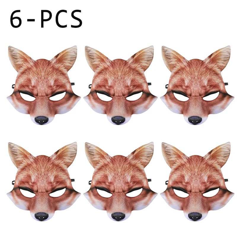 1 3 Half Face Halloween Mask Animal Fox White Wolf Male Female Masks