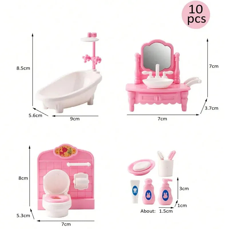Children's Mini Doll House Accessories Pretend Play Toys Family Scene