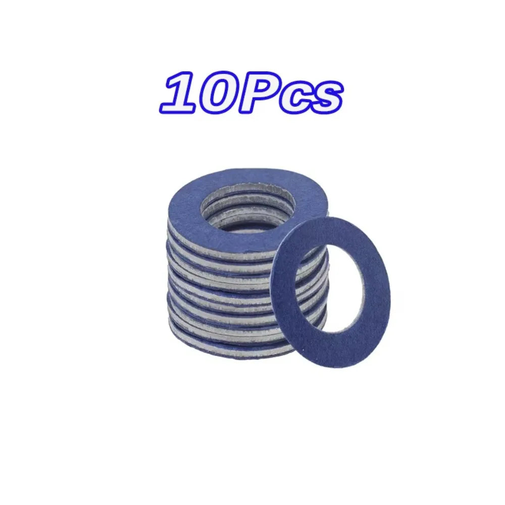 10pcs Aluminum Material Oil Pan Gaskets Seal Washer Compatible Engine Oil Drain Plug Wear Parts Durable Oil Drain Washer Gasket Zpaxo Blue