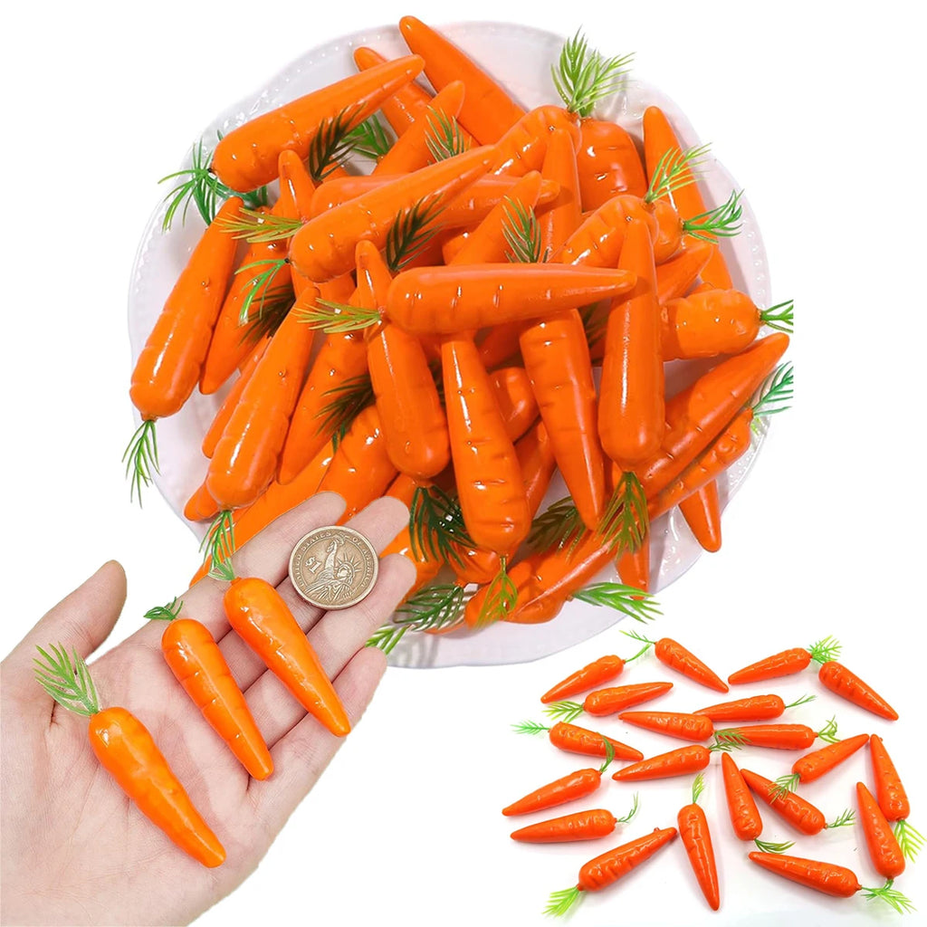 Mini Artificial Carrots – Fairy Garden & Vase Filler Décor (15/30/60)