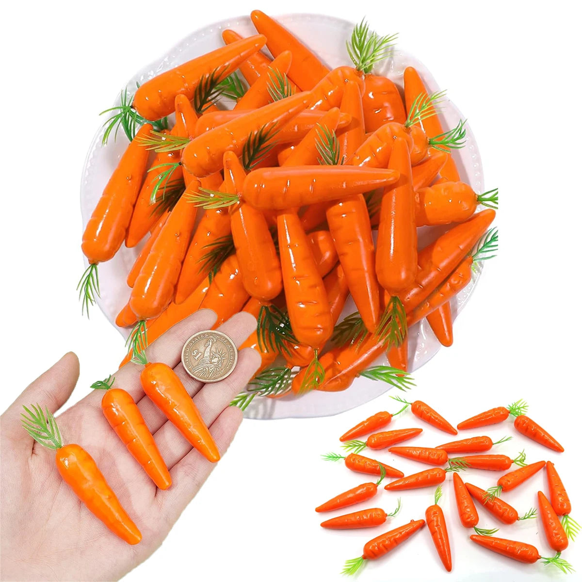Mini Artificial Carrots – Fairy Garden & Vase Filler Décor (15/30/60)