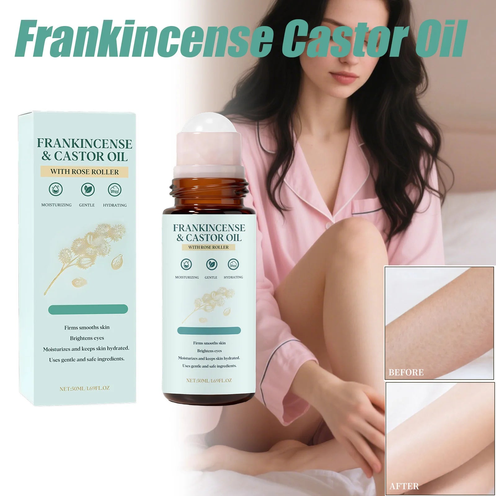 Frankincense Castor Oil Roll-On | Soothing Nourishing Skin Oil Roll-On Body Oil Zpaxo