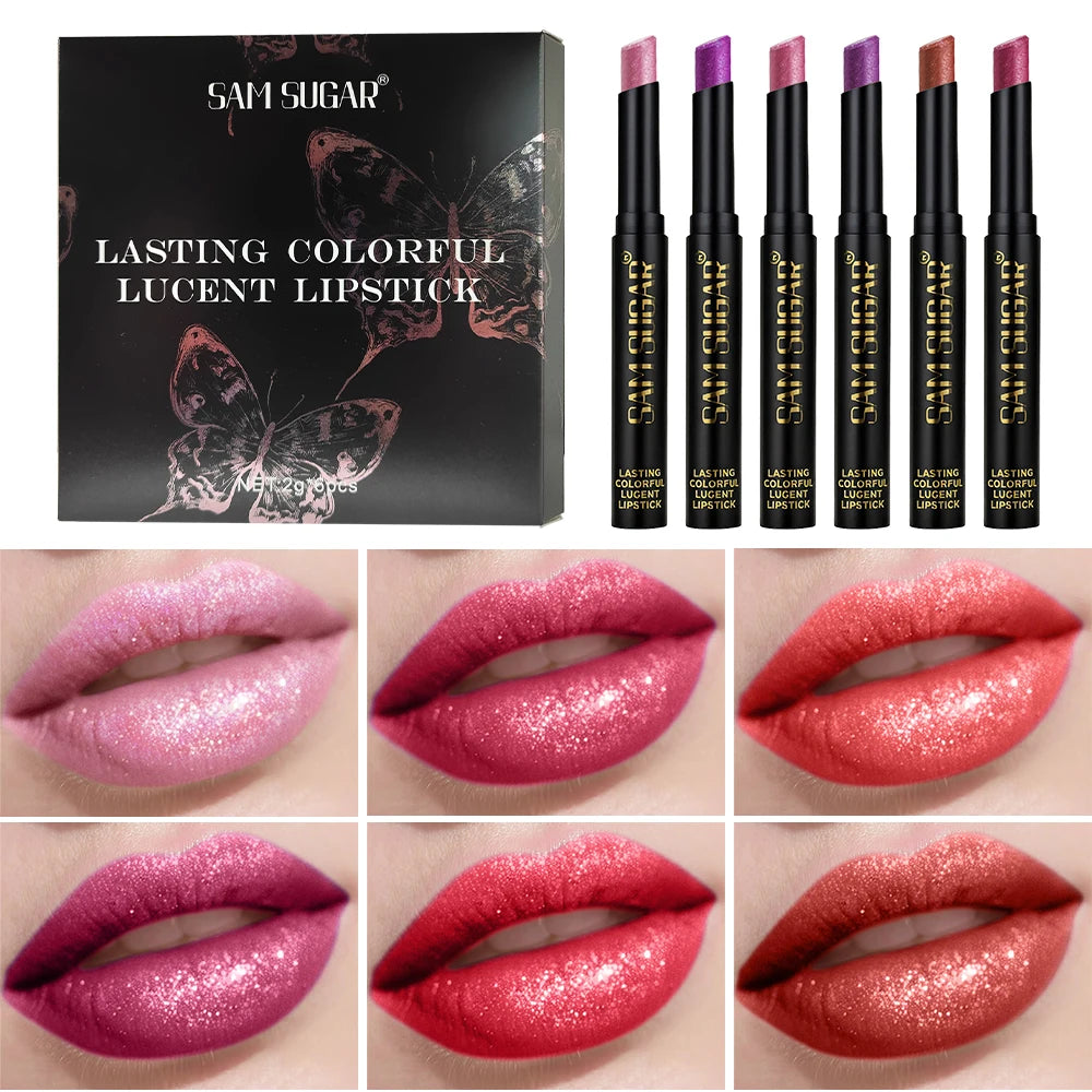 6-piece Rotating Lip Gloss Waterproof Smudge-proof Easy Apply Natural