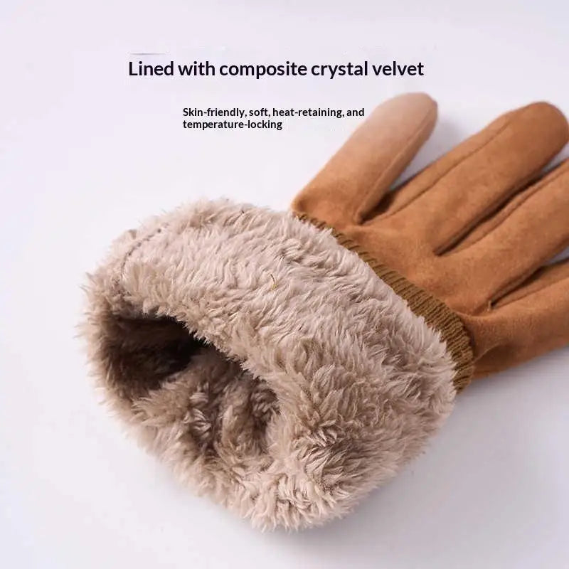 Suede Cycling Gloves Men Winter Thick Hiking Polyester Touch Screen Zpaxo