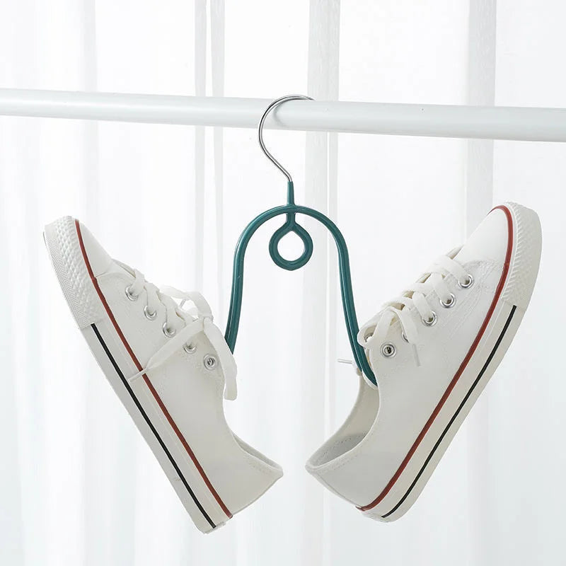 Windproof Shoe Drying Rack Balcony Clothes Hanger Storage Hook
