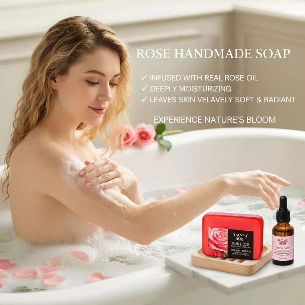 Rose essential oil soap deeply cleanses your face and body, leaving a long-lasting fragrance while moisturizing and hydrating Zpaxo