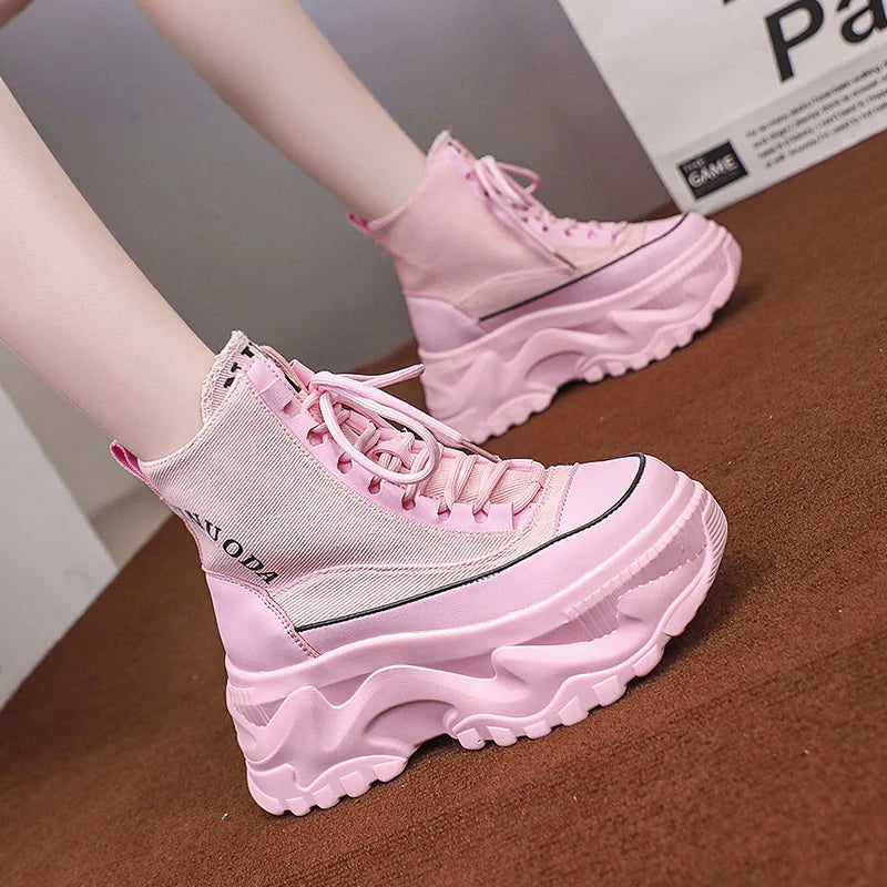 Fashion Chunky Platform Motorcycle Boots Women Autumn Winter Thick Zpaxo