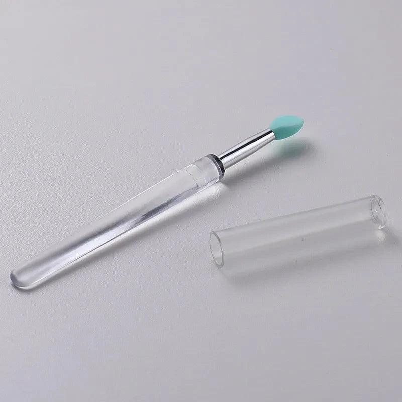 Jelly Pink Nail Art Silicone Brush Reusable Mirror Powder Applying Zpaxo A-Mini Blue