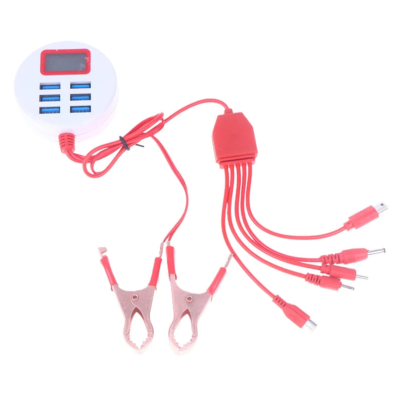 6-Port USB Clip Battery Charger with LCD Display | 5V 1A