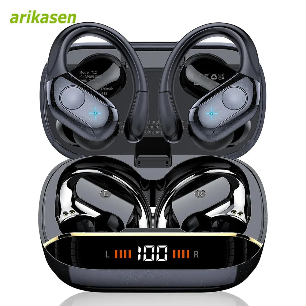 TWS Bluetooth V5 4 Headphones Wireless IPX7 Waterproof LED Digital Zpaxo black