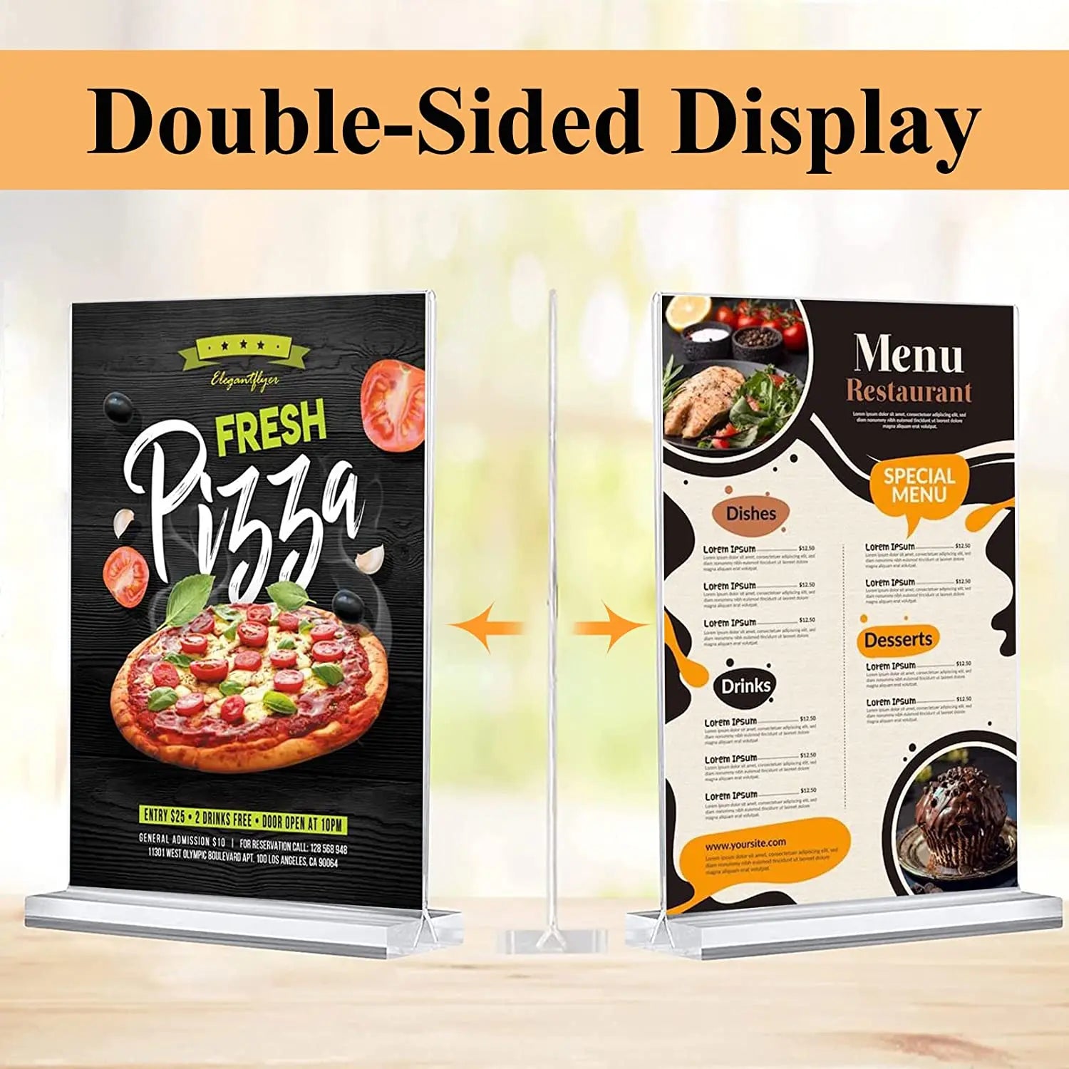 Clear Table Acrylic Sign Holder Stand Plastic Picture Paper Card