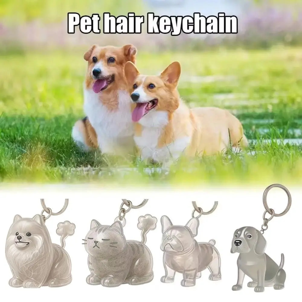 Cartoon Dog Shape Dog Hair Storage Box Transparent DIY Handmade Pet Hair Keychain Keyring Acrylic Puppy Pendants Backpack Zpaxo