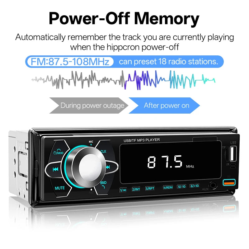 HIPPCRON Car MP3 Player Supports Wireless Call Connection 7 Light