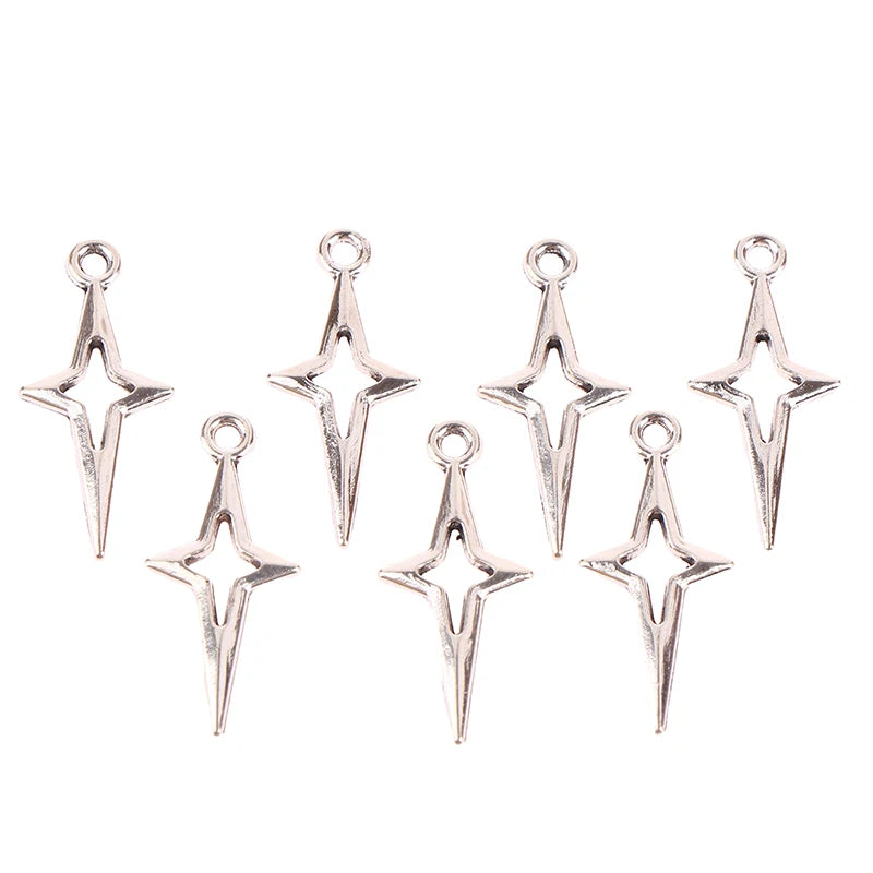 40 Vintage Silver Star Charms 23x10mm DIY Accessories Zpaxo onesize