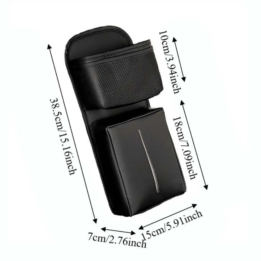 Multi-Functional Car Seat Side Storage Bag Tissue Box Wear-Resistant Car Seat Hanging Organizer Leather Portable Auto Seat Box Zpaxo