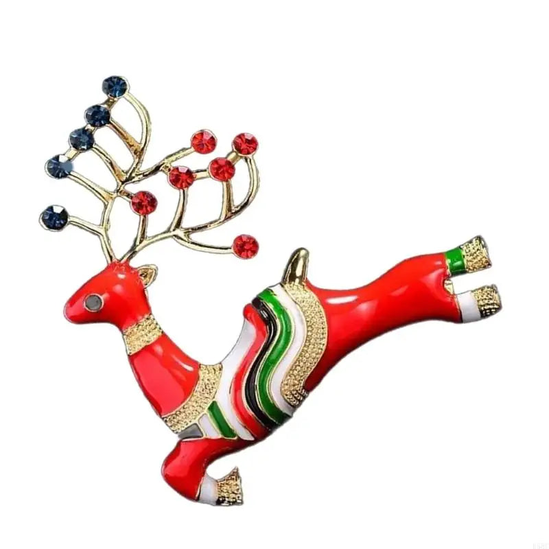 Christmas Deer Brooch Lapel Pin Rhinestones Reindeer Women Breastpin