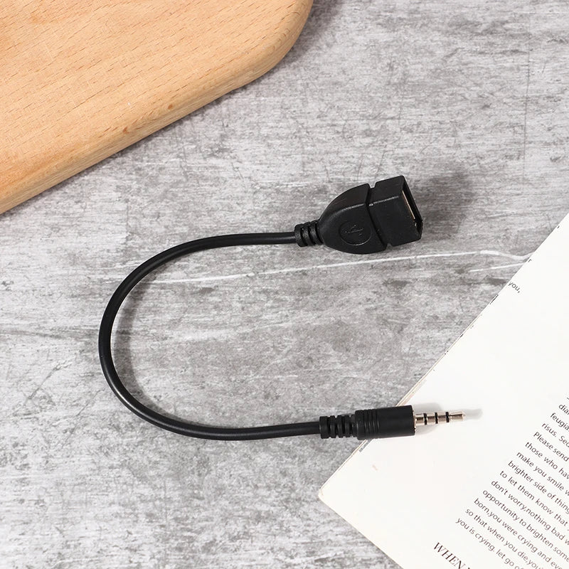 Black Car AUX Audio Cable USB Electronics Play Music Headphone