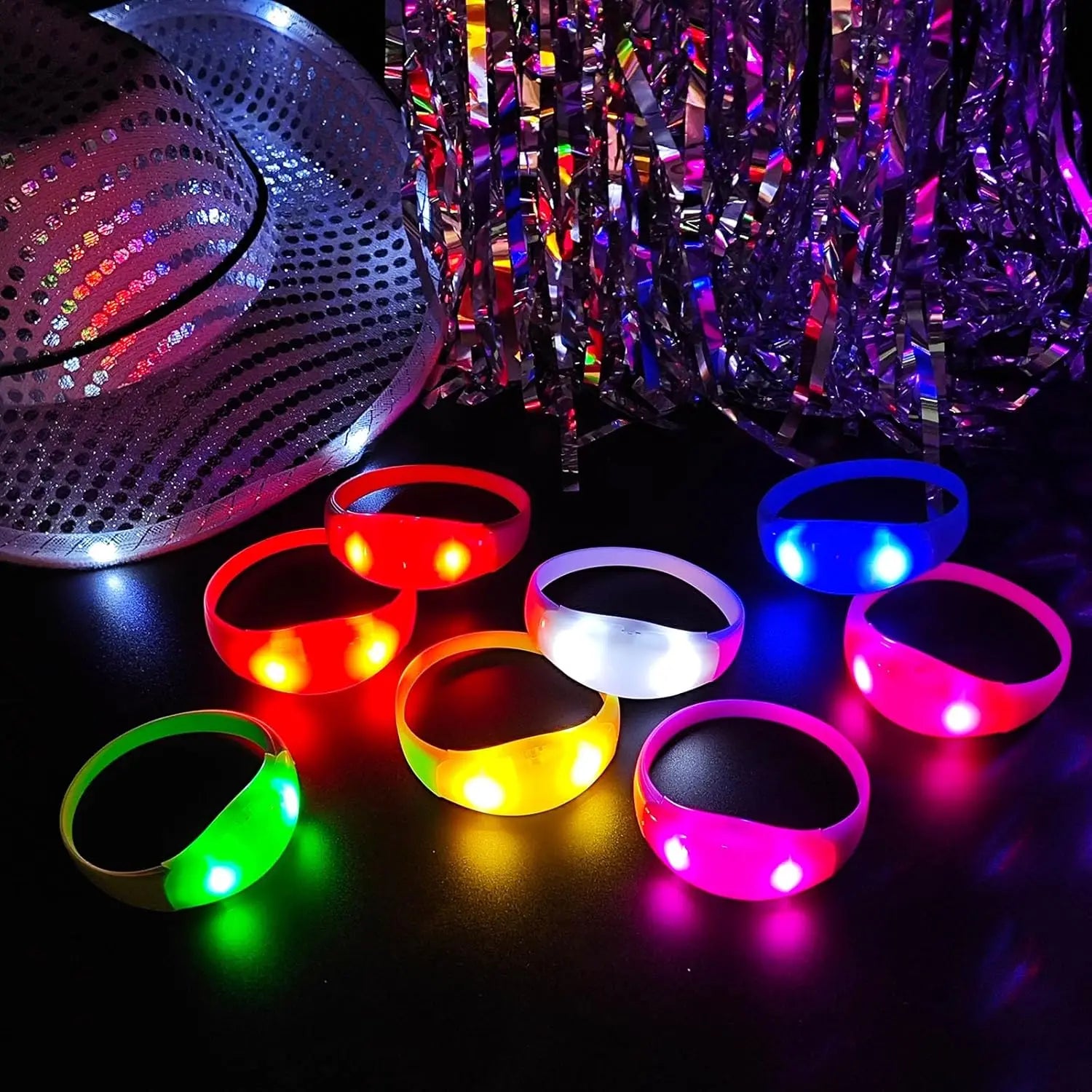 LED Light Up Bracelets Flashing Music Sound Activated Silicone
