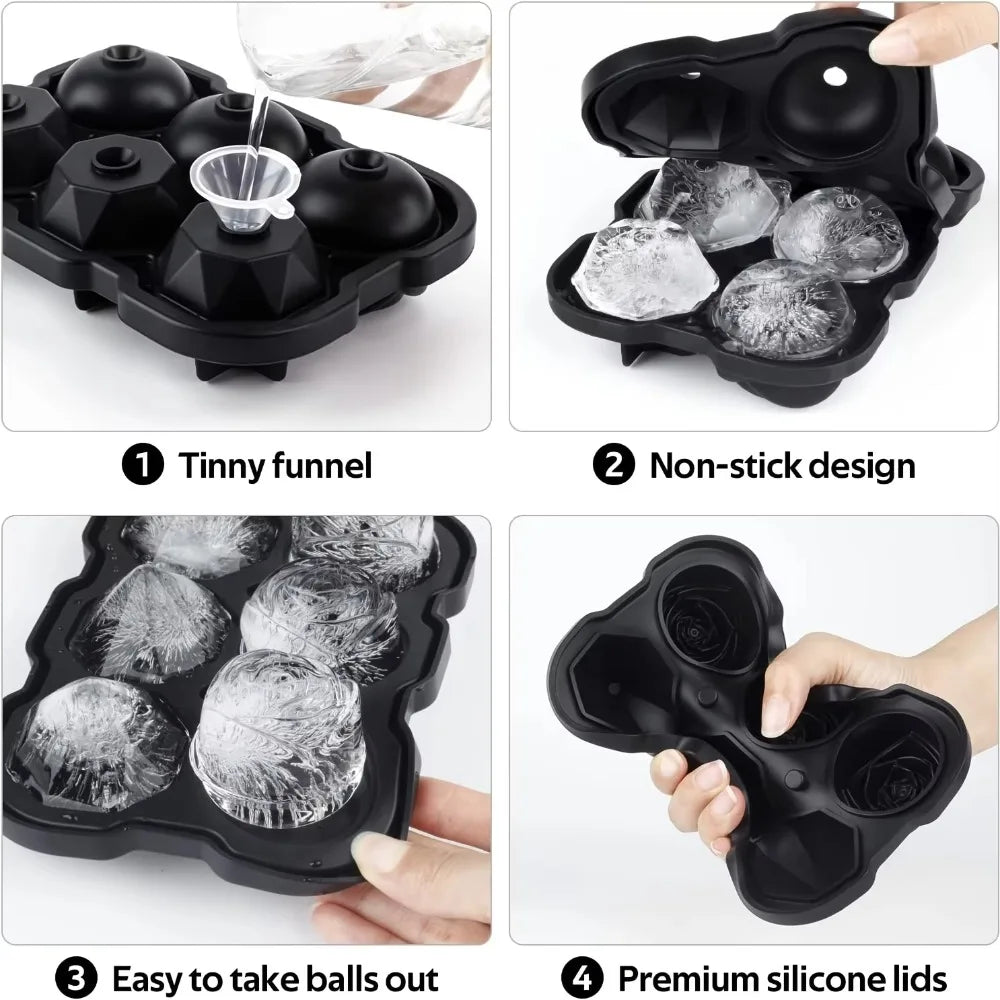 Silicone 3D Balls Skull Diamond Shaped Ice Mold Tray Suitable for Whiskey Party Supplies Reusable Ice Cube Mold Bulk order Whole Zpaxo