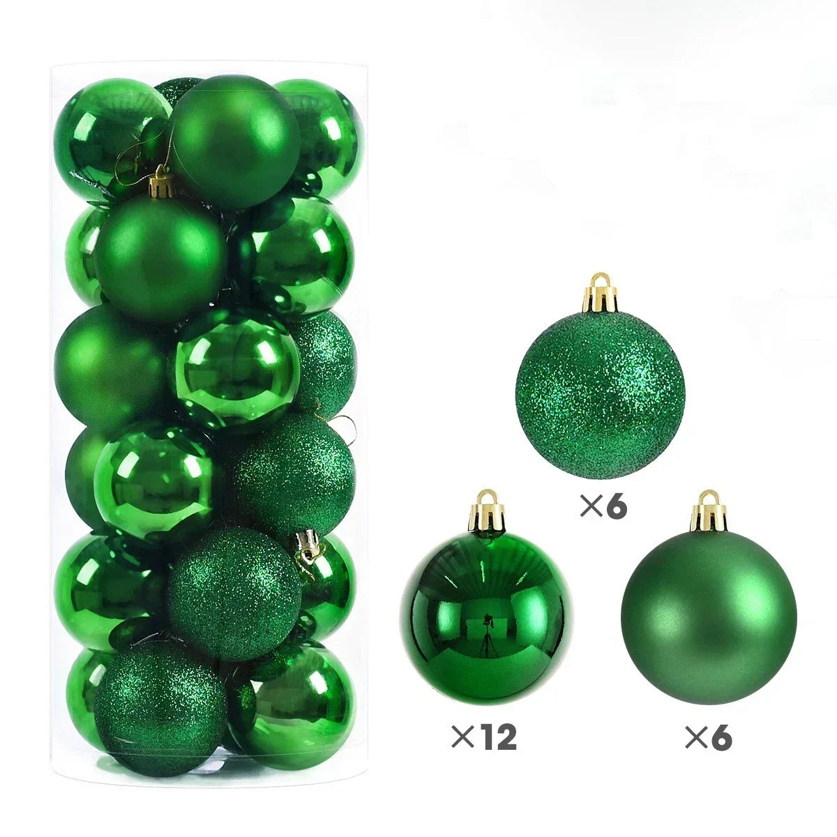 24-Pack Christmas Ball Ornaments – 3cm 4cm 6cm Tree Baubles Christmas Ornaments Zpaxo Green 6CM