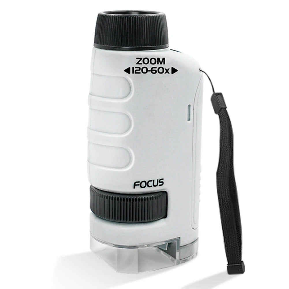 Educational Mini Handheld Microscope with LED Light Battery Powered Kid Science Experiment Pocket Microscope Kids Science Toy Zpaxo White Microscope