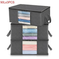 1/3pcs Large Capacity Clothes Storage Bag Organizer With Reinforced Handle For Blanket Comforters Bed Sheets Pillows Toy Zpaxo 90L 3PCS