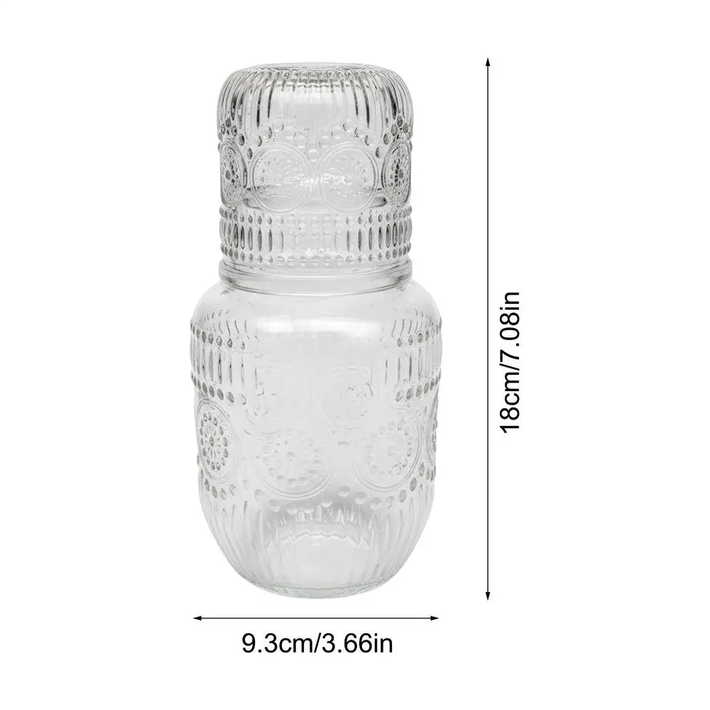 Bedside Carafe Glass Snowflake Design Water Pitcher Cup Tea Coffee