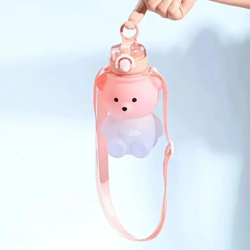 Bear Gradient Cute Water Cup Summer High-value Girl Plastic Portable
