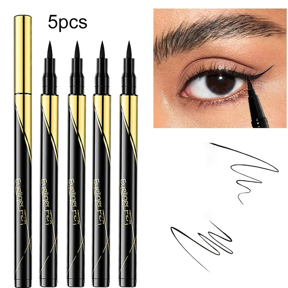 Waterproof Black Brown Eyeliner Pencils-smudge-proof Long-lasting Zpaxo 5pcs