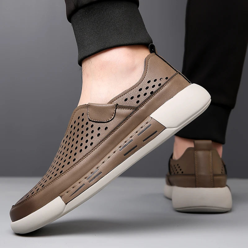 Summer Men Sandals Leather Mens Casual Shoes Outdoor Beach Roman Zpaxo